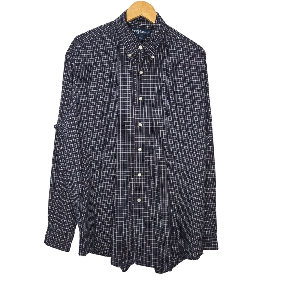 Ralph Lauren Mens Classic Plaid Cotton Blake Button Down Shirt XL